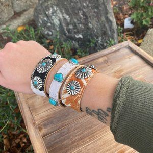 Cowhide Concho Bracelet